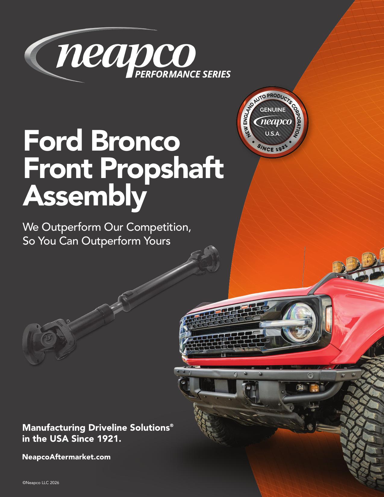 Ford Bronco Front Propshaft Assembly