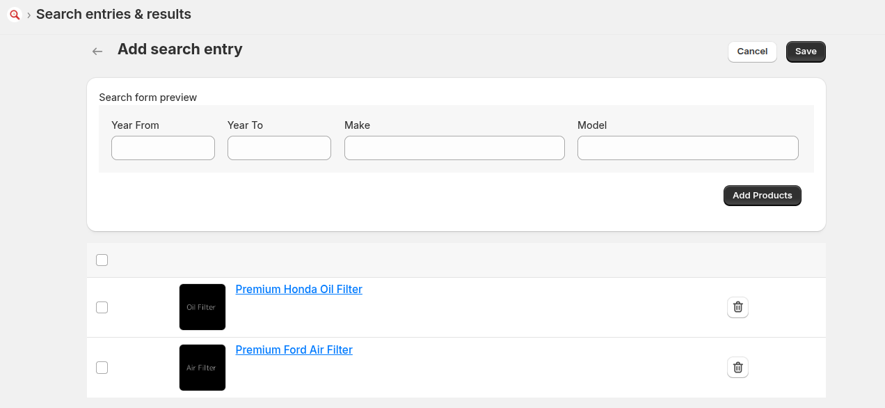 Add Search Entry